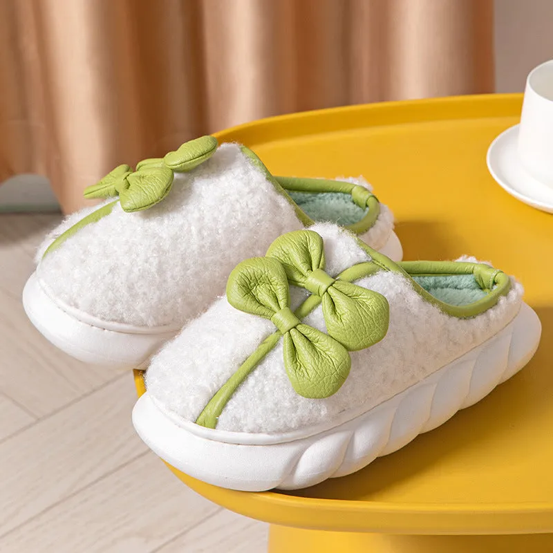 Women's Clog Slippers with Double Bows