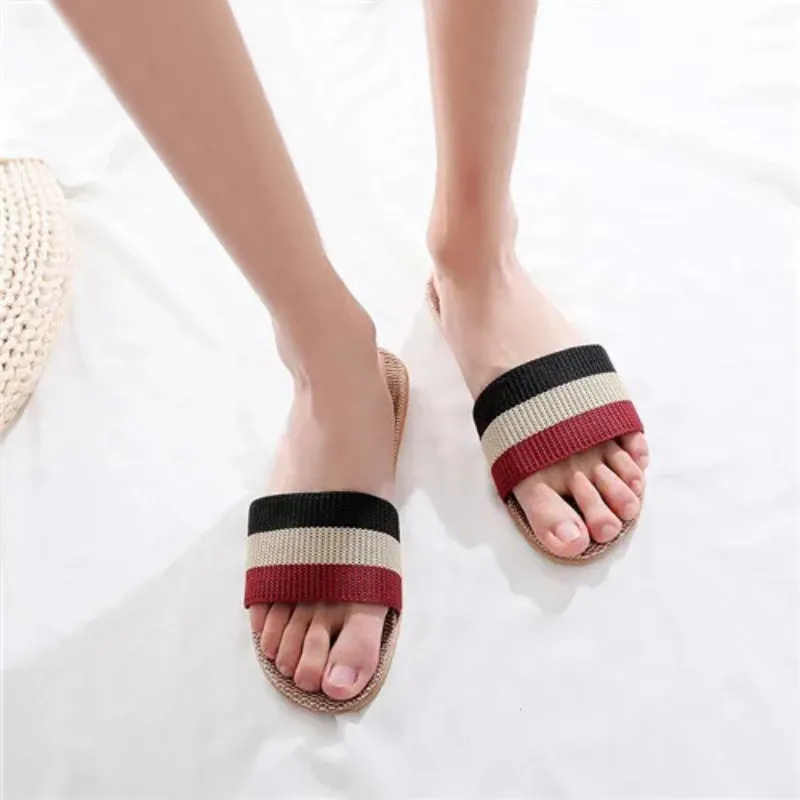 Women's Color Block Striped Pattern Summer Slippers