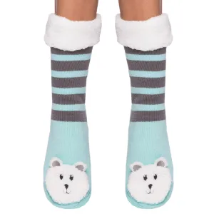 Women's Cute Knit Animal Face Slipper Socks