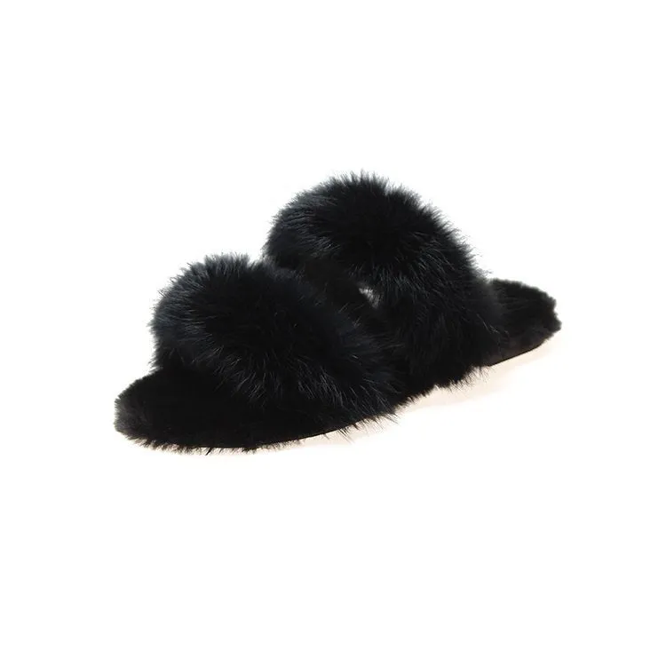 Women's Faux-Fur Slippers with Bands