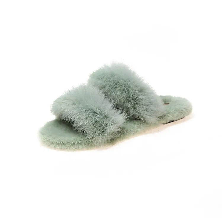 Women's Faux-Fur Slippers with Bands