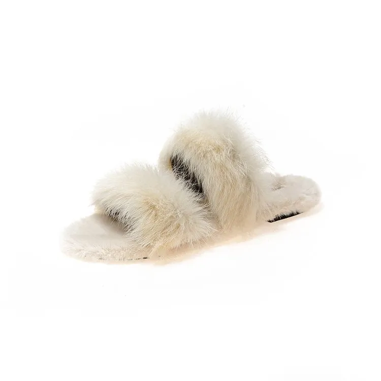 Women's Faux-Fur Slippers with Bands