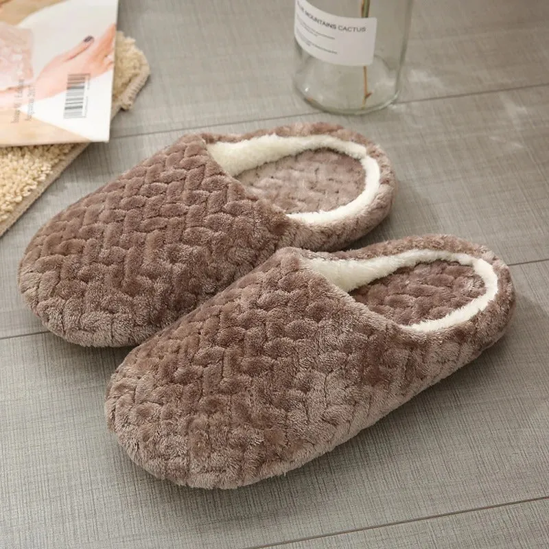 Women's Solid Color Textured Fuzzy Bedroom Slippers