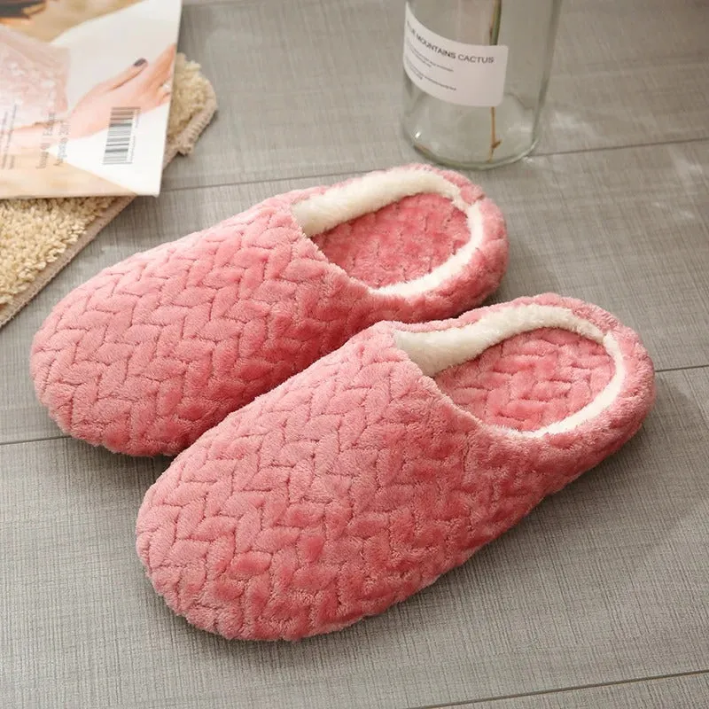 Women's Solid Color Textured Fuzzy Bedroom Slippers