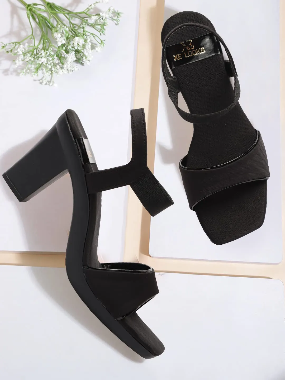 XE Looks Beautiful Attractive black Heel sandals for women-UK 6